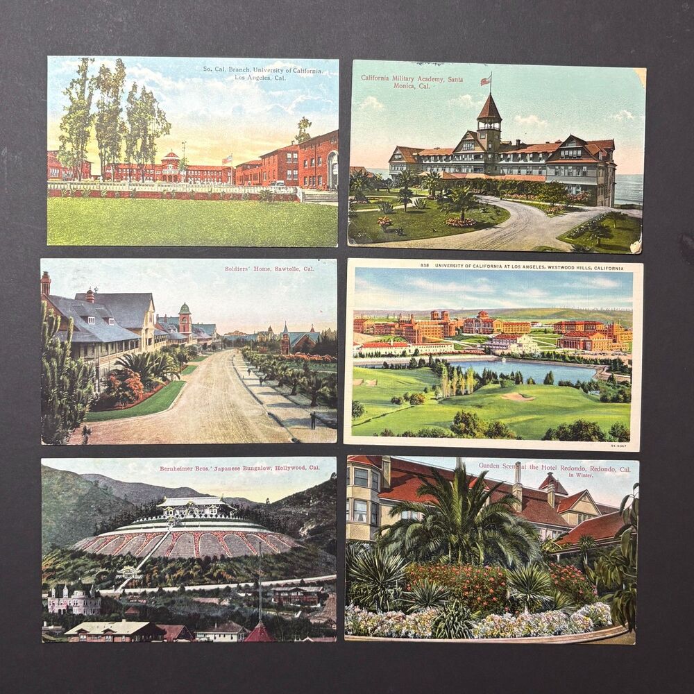 Vintage Southern California Architectural Points of Interest II Postcards. (6)